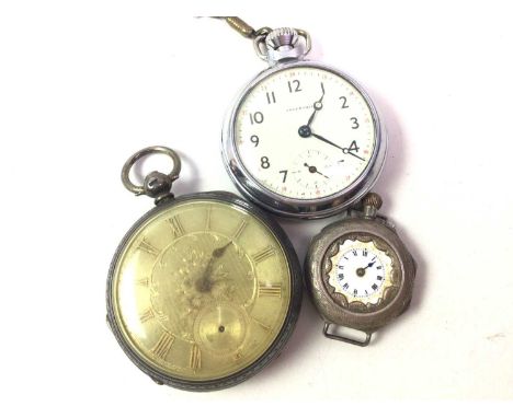 SILVER CASED OPEN FACE POCKET WATCH, ALONG WITH TWO OTHER WATCHES the silver cased pocket watch with subsidiary dial, along w