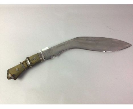 NEPALESE KUKRI, with horn handle, in sheath43cm long overall