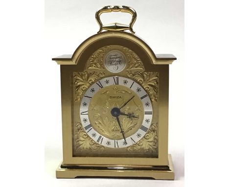 SWIZA BRASS CARRIAGE CLOCK, in original box13cm high