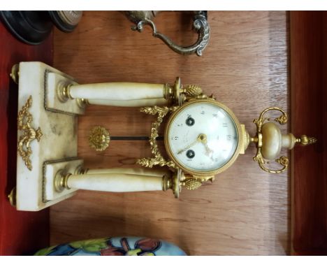 VICTRORIAN FRENCH ON ITALIAN MARBLE & GILT METAL MANTLE CLOCK MADE BY A. LA.GERBE D'OR OF PARIS