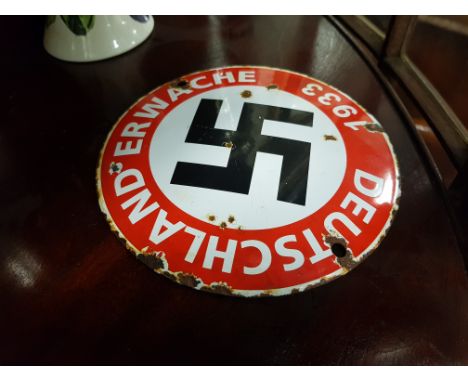 THIRD REICH ENAMEL DOOR/WALL PLAQUE