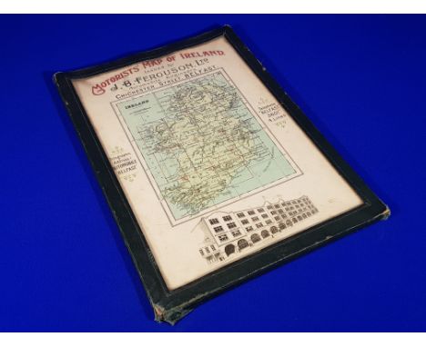 WWI ERA MOTORISTS MAP OF IRELAND IN WEATHER PROOF COVER ISSUED BY J.B. FERGUSON LTD AUTOMOBILE ENGINEERS OF CHICHESTER STREET