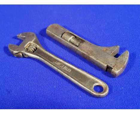 JOSEPH LUCAS GIRDER MINOR NO 90 ADJUSTABLE WRENCH FROM ROLLS ROYCE TOOL KIT & 4" BAHCO ADJUSTABLE SPANNER FROM JAGUAR E-TYPE 