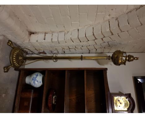 VICTORIAN BRASS FREESTANDING OIL LAMP (CONVERTED)