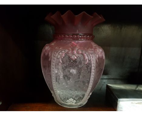 ANTIQUE RUBY GLASS LAMP SHADE