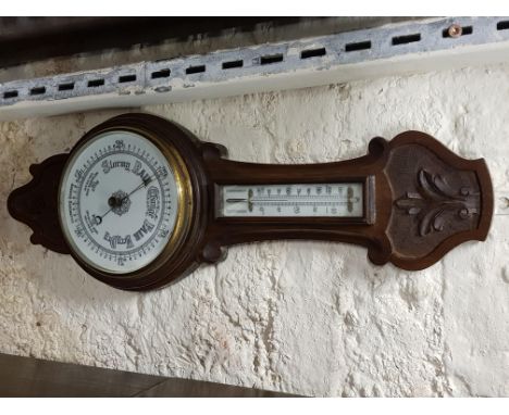 EDWARDIAN OAK CASED BAROMETER