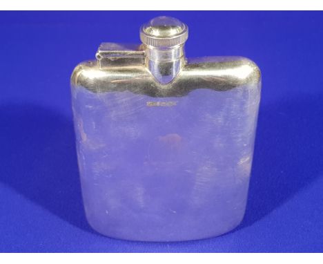 HEAVY GEORGE V ENGLISH SILVER HIP FLASK HALLMARKED SHEFFIELD 1918 MADE BY JAMES DIXON & SONS