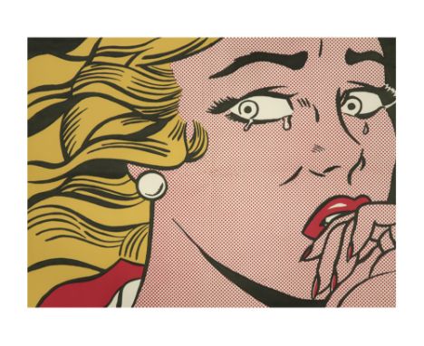 Roy Lichtenstein "Crying Girl" offset lithograph printed in colors as an invitation for an exhibition at Leo Castelli's galle