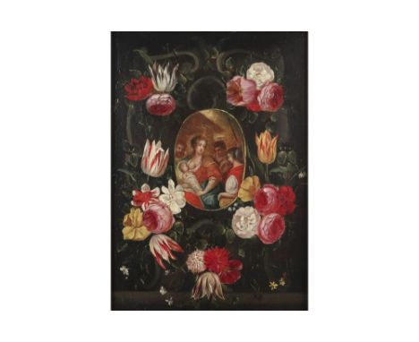 17th Cent. Flemish oil on panel ||VLAANDEREN  -  17° EEUW olieverfschilderij op paneel met de voorstelling van Maria en Jezus