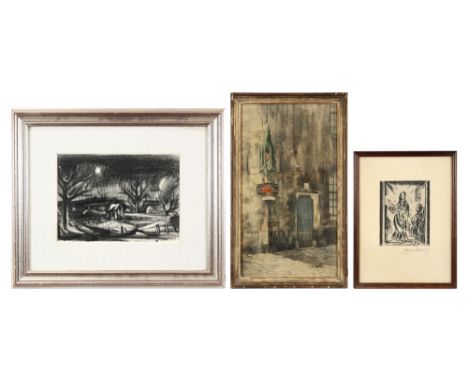 lot (3) of two drawings and a lithograph - signed Albert Servaes ||SERVAES ALBERT (1883 - 1966) lot (3) van twee tekening en 