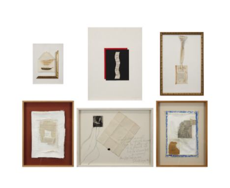 six mixed media by Alexander Gyselinckx ||GYSELINCKX ALEXANDER (° 1952) lot (6) poëtische werken in gemengde techniek met col