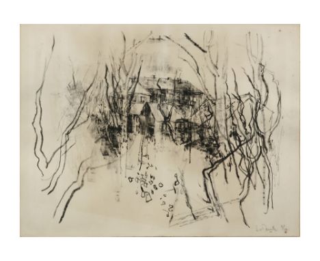 20th Cent. Belgian lithograph - signed Jules Lismonde  ||LISMONDE JULES (1908 - 2001) litho n° 2/10 : "Compositie met huizen 