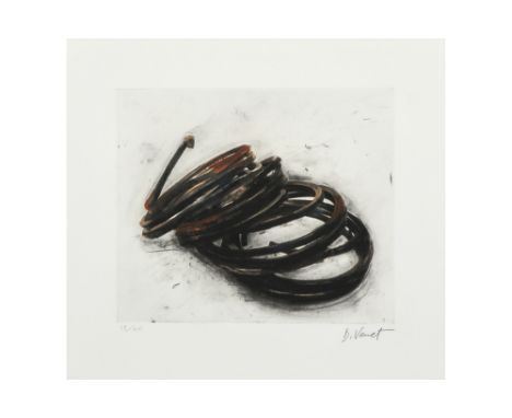 Bernar Venet signed etching in colors ||VENET BERNAR (° 1941) kleurets n° 19/40 : "Untitled 1"  -  33,5 x 39,5 getekend