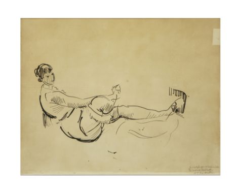 Rik Wouters drawing in Chinese ink - signed by Mme. Rik Wouters ||WOUTERS RIK (1882 - 1916) tekening in Chinese inkt : "Nel l