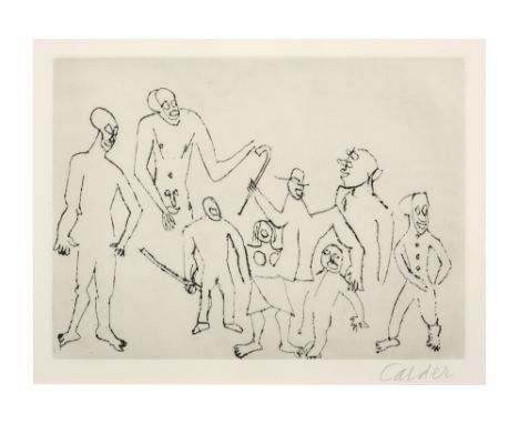 Alexander Calder signed etching ||CALDER ALEXANDER (1898 - 1976) ets : "Untitled (Santa Claus VI) (1974)"  -  35 x 47 geteken