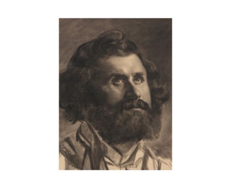 19th Cent. French mixed media (with charcoal) with a study of a bearded man, possibly a portrait of Gustave Courbet ||Negenti