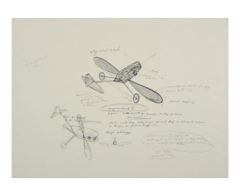 Panamarenko signed lithograph ||PANAMARENKO (PS VAN VAN HERREWEGHE HENRI ) (1940 - 2019) litho n° 125/200 : "Meganeudon II"  