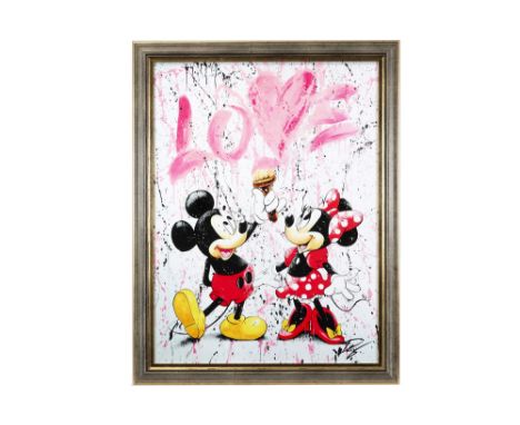 Pop-Art print on canvas "Love by Mickey and Minnie" ||Pop-Art print op canvas : "Love by Mickey en Minnie"  -  80 x 60 geteke