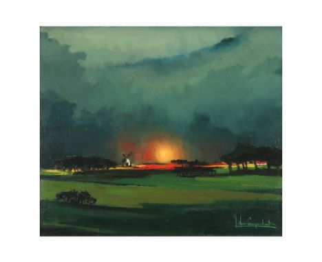 oil on panel - signed Jan Van Campenhout ||VAN CAMPENHOUT JAN (1907 - 1972) olieverfschilderij op paneel : "Landschap bij ond
