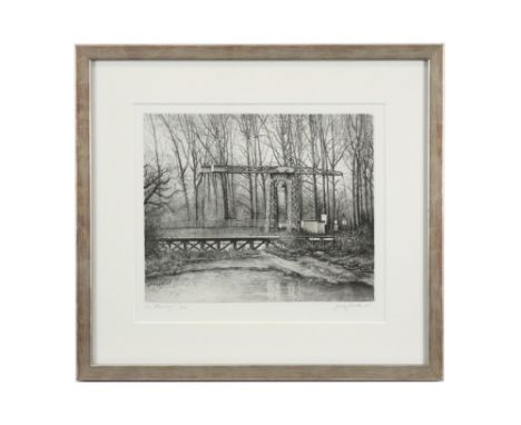 Jef Van Grieken signed etching - dated (20)10 ||VAN GRIEKEN JEF (° 1950) ets n° 7/75 : "De Hansbrug"  -  24 x 30 getekend en 