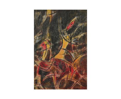 Daniel Panagopoulos mixed media (lavis and pastel) with an abstract composition - with on the back a stamp of the Succession 