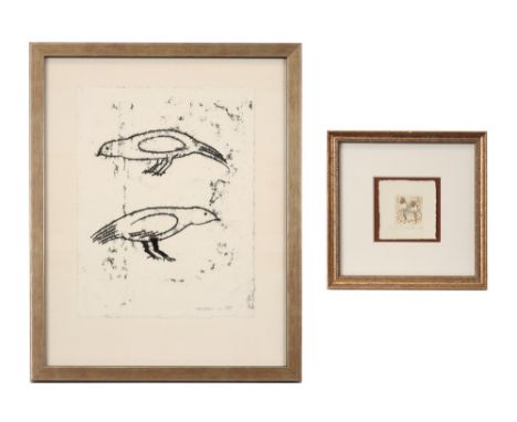 lot (2) of an etching signed Achilles Cools and a print signed Viviane Vanoppen ||Lot (2) van een ets getekend Achilles Cools