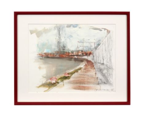 Jef Van Campen signed mixed media - dated (20)02 ||VAN CAMPEN JEF (° 1934) werk in gemengde techniek : "Zicht van de kathedra