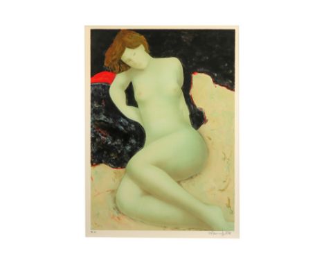 Alain Bonnefoit signed lithograph printed in colors ||BONNEFOIT ALAIN (° 1937) kleurlitho n° Epreuve d'Artiste : "Vrouwelijk 