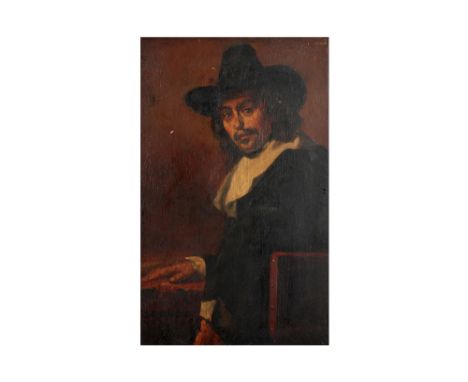 19th Cent. oil on panel with a 17th Cent. style man's portrait ||Negentiende eeuws olieverfschilderij op paneel met een mansp