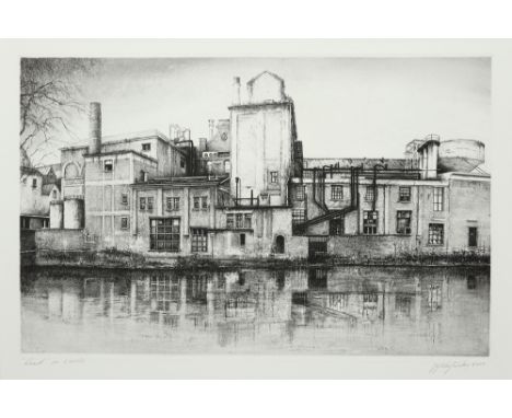 Belgian etching - signed Jef Van Grieken and dated 2000 ||VAN GRIEKEN JEF (° 1950) ets genummerd LXXX/C : "Industrieel gebouw