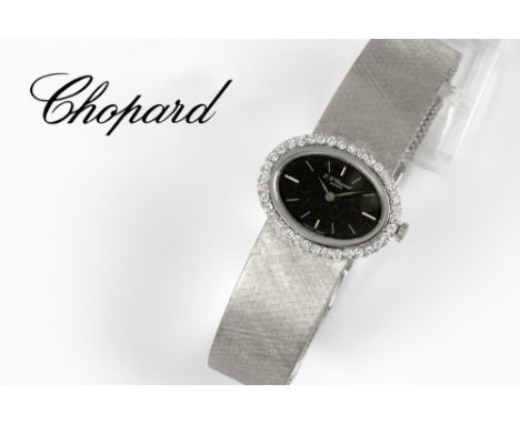completely original mechanical Chopard marked ladies' wristwatch in white gold (18 carat) with high quality brilliant cut dia