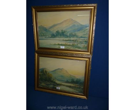 A pair of mountain Landscapes, one signed R. Southey.