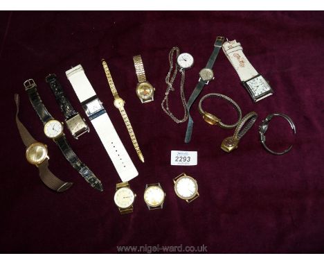 A quantity of ladies and gents wristwatches including Tissot (a/f), Timex, Caravelle etc