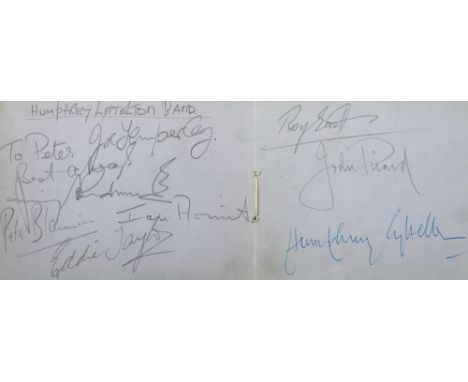 An autograph book, including those of Billy Fury, Charles Hawton, Max Bygraves, Helen Shapiro, Patrick McGoohan, Patrick McNe