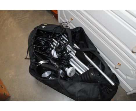 A lighting system including stands, flashes and carrying bag 
