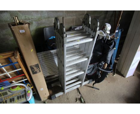 An aluminium four way combination folding ladder