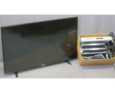 L G 49IN FLATSCREEN TV &amp; ASSOCIATED VISUAL PLAYERS including a Polaroid DVD, Sky boxes (2), Phillips DVD recorder, ETC, w