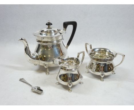 EDWARD VII THREE PIECE SILVER TEA SERVICE - London 1908 and 1909, makers James Aitchison &amp; Horace Woodward &amp; Co Ltd, 