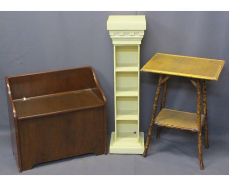 VINTAGE &amp; REPRODUCTION FURNITURE ITEMS (3) - a two-tier bamboo occasional table with raffia shelf matting, neatly proport