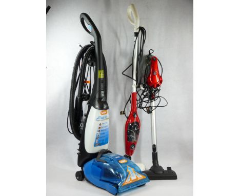 VAX UPRIGHT CARPET WASHER, Beldray steam cleaner with attachments along with a light weight Beldray vacuum cleaner, E/T