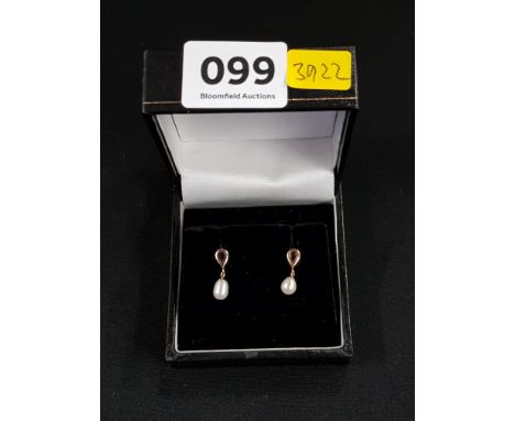 PAIR OF 9K GOLD AMETHYST &amp; PEARL EARRINGS