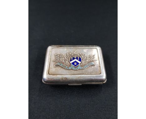 SILVER &amp; ENAMEL MATCH BOX HOLDER (IN GOD WE TRUST)