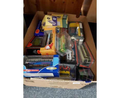 BOX LOT OF MODEL BUSES ETC 