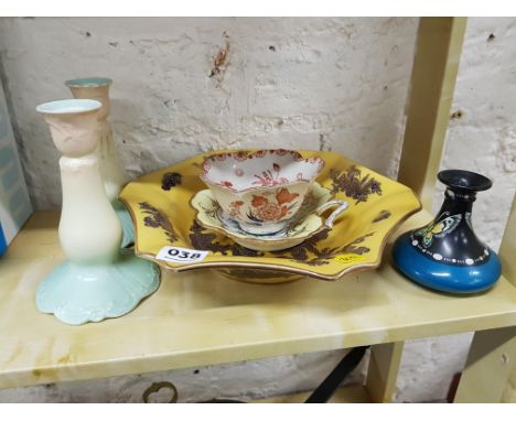 SHELF LOT OF ORIENTAL AND OTHER CERAMICS