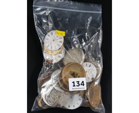 BAG OF OLD POCKET WATCH MOVEMENTS/PARTS 