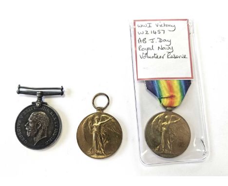 Royal Marine Light Infantry and Royal Naval Volunteer Reserve, First World War. A pair of Victory and British War Medals to "