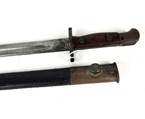 A First World War 1907 Pattern British Bayonet by Sanderson, with acceptance date of April 1918, with scabbard, blade length 