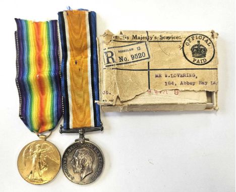 Army Cyclist Corps, First World War. A pair of medals to "19590 Pte. W. LOVERING. A. CYC. CORPS", comprising British War Meda