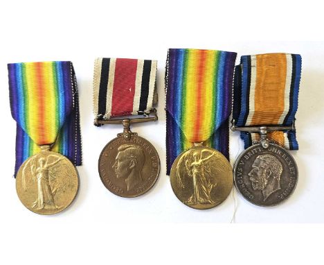 Four medals, a family group. Comprising Victory Medal to "1131 A. CPL. A.T. ROWLAND N. STAFF. R."; Victory Medal to "2769 CPL