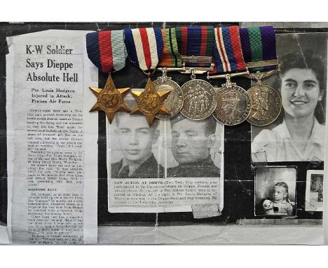 A Second World War and later 'Dieppe Raid' medal group of six awarded to Staff Sergeant L.H Hodgson, Royal Engineers, late Ca